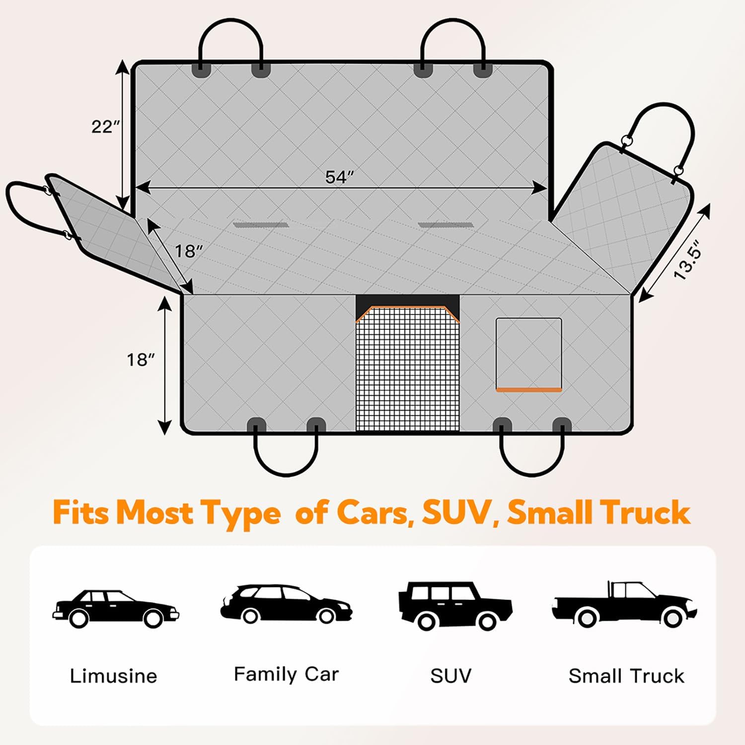 Heavy-Duty Waterproof Dog Car Seat Cover with Side Flaps - Anti-Scratch Nonslip Hammock Style Protector for Back Seats of Cars, Trucks, and SUVs