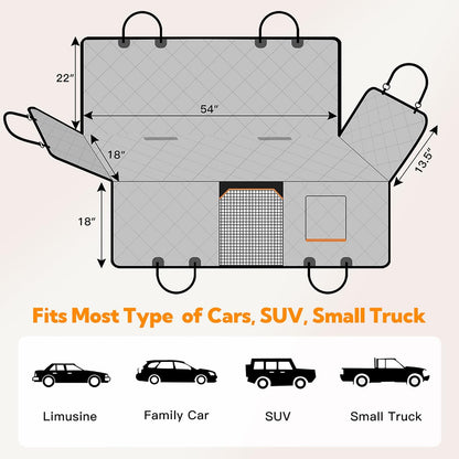 Heavy-Duty Waterproof Dog Car Seat Cover with Side Flaps - Anti-Scratch Nonslip Hammock Style Protector for Back Seats of Cars, Trucks, and SUVs