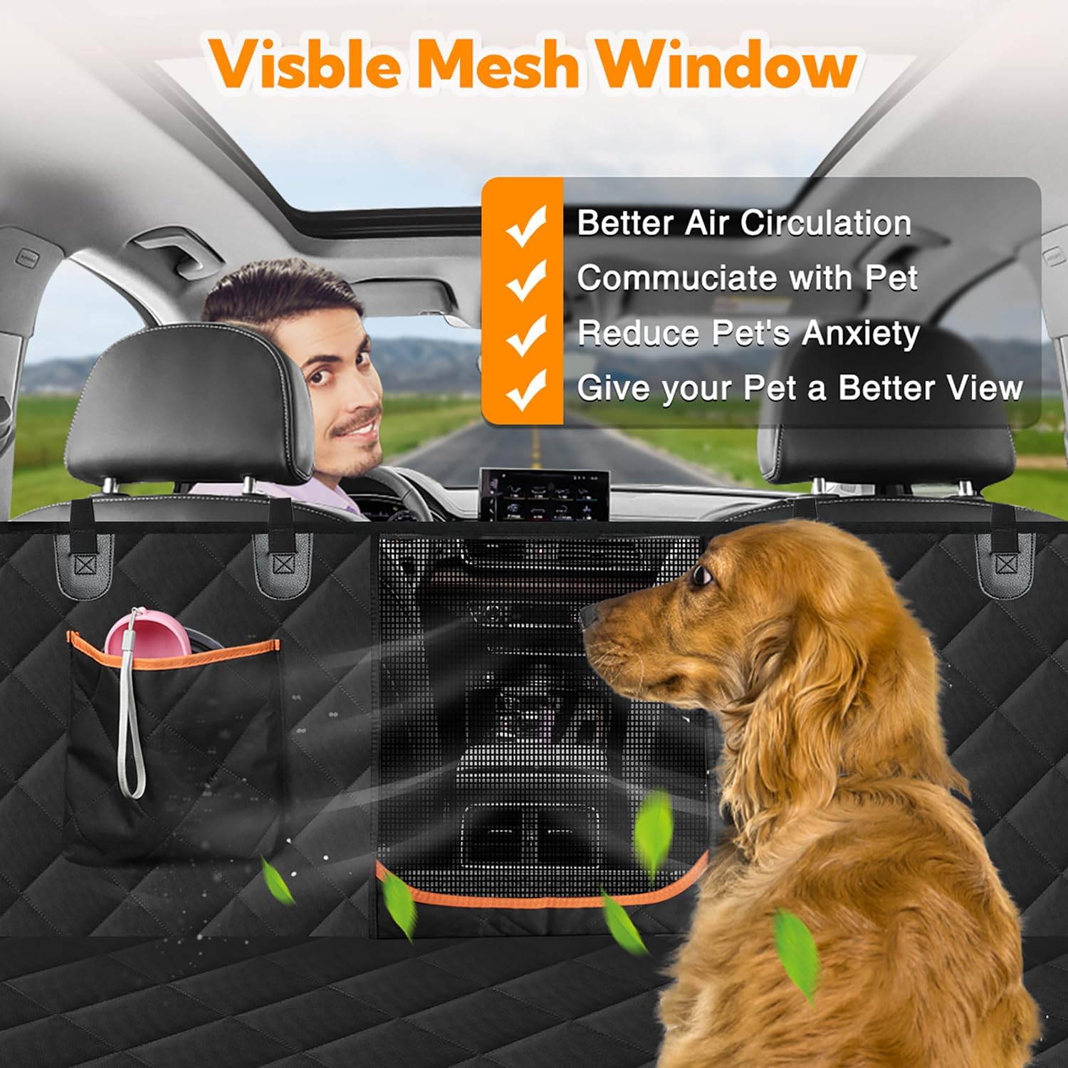 Heavy-Duty Waterproof Dog Car Seat Cover with Side Flaps - Anti-Scratch Nonslip Hammock Style Protector for Back Seats of Cars, Trucks, and SUVs