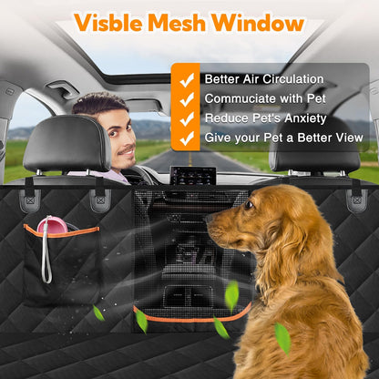 Heavy-Duty Waterproof Dog Car Seat Cover with Side Flaps - Anti-Scratch Nonslip Hammock Style Protector for Back Seats of Cars, Trucks, and SUVs