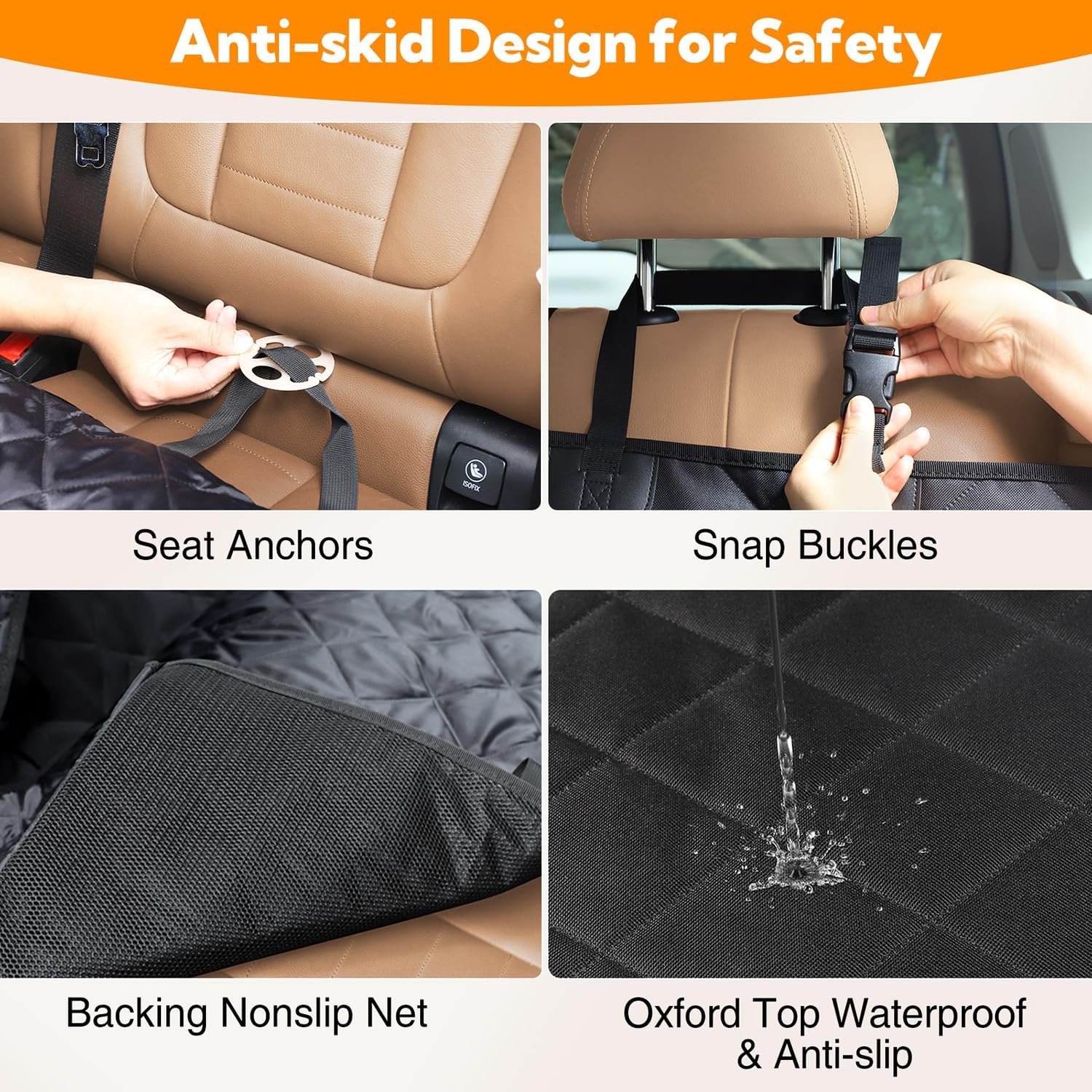 Heavy-Duty Waterproof Dog Car Seat Cover with Side Flaps - Anti-Scratch Nonslip Hammock Style Protector for Back Seats of Cars, Trucks, and SUVs