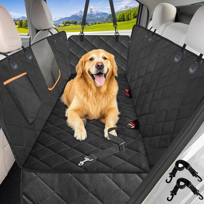 Heavy-Duty Waterproof Dog Car Seat Cover with Side Flaps - Anti-Scratch Nonslip Hammock Style Protector for Back Seats of Cars, Trucks, and SUVs