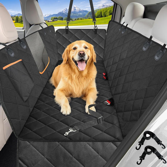Heavy-Duty Waterproof Dog Car Seat Cover with Side Flaps - Anti-Scratch Nonslip Hammock Style Protector for Back Seats of Cars, Trucks, and SUVs