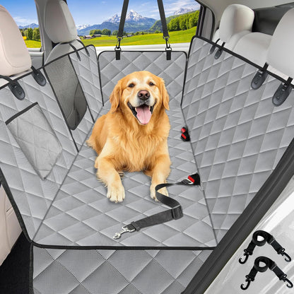 Heavy-Duty Waterproof Dog Car Seat Cover with Side Flaps - Anti-Scratch Nonslip Hammock Style Protector for Back Seats of Cars, Trucks, and SUVs